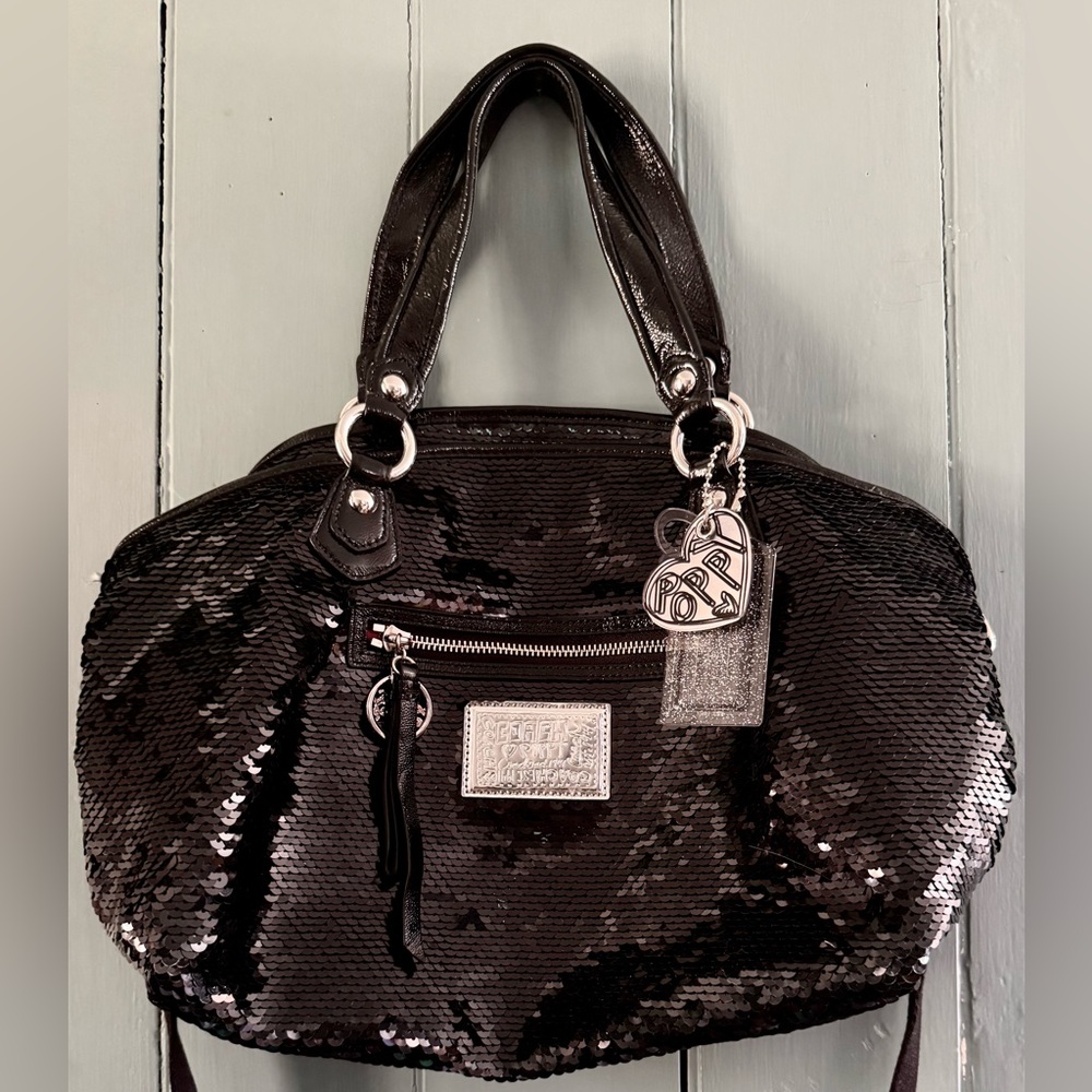 RARE/VINTAGE Coach Poppy Rocker Black Sequin Satchel